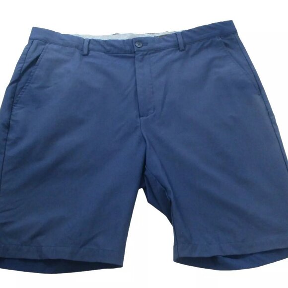 Greg Norman Chino Shorts‎ Men's Size 38 Navy Polyester Flat Front Slash Pockets - Picture 1 of 8